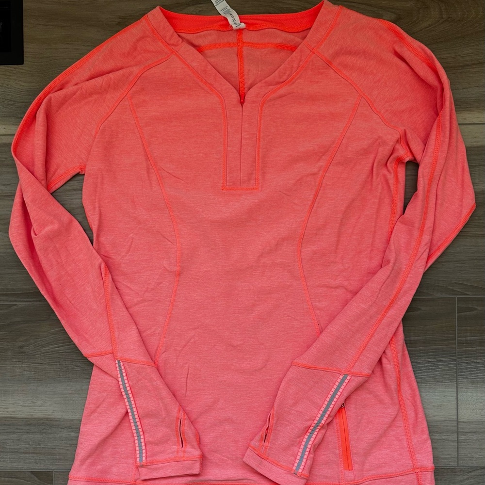 lululemon athletica Vibrant Pink Long Sleeve Top coral pullover quarter zip